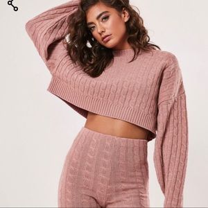 MISSGUIDED Cable Knit Cropped Sweater